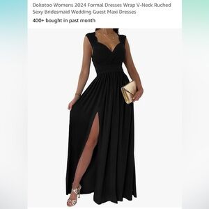 Formal Dresses Wrap V-Neck Ruched Sexy Wedding Guest Maxi Dresses